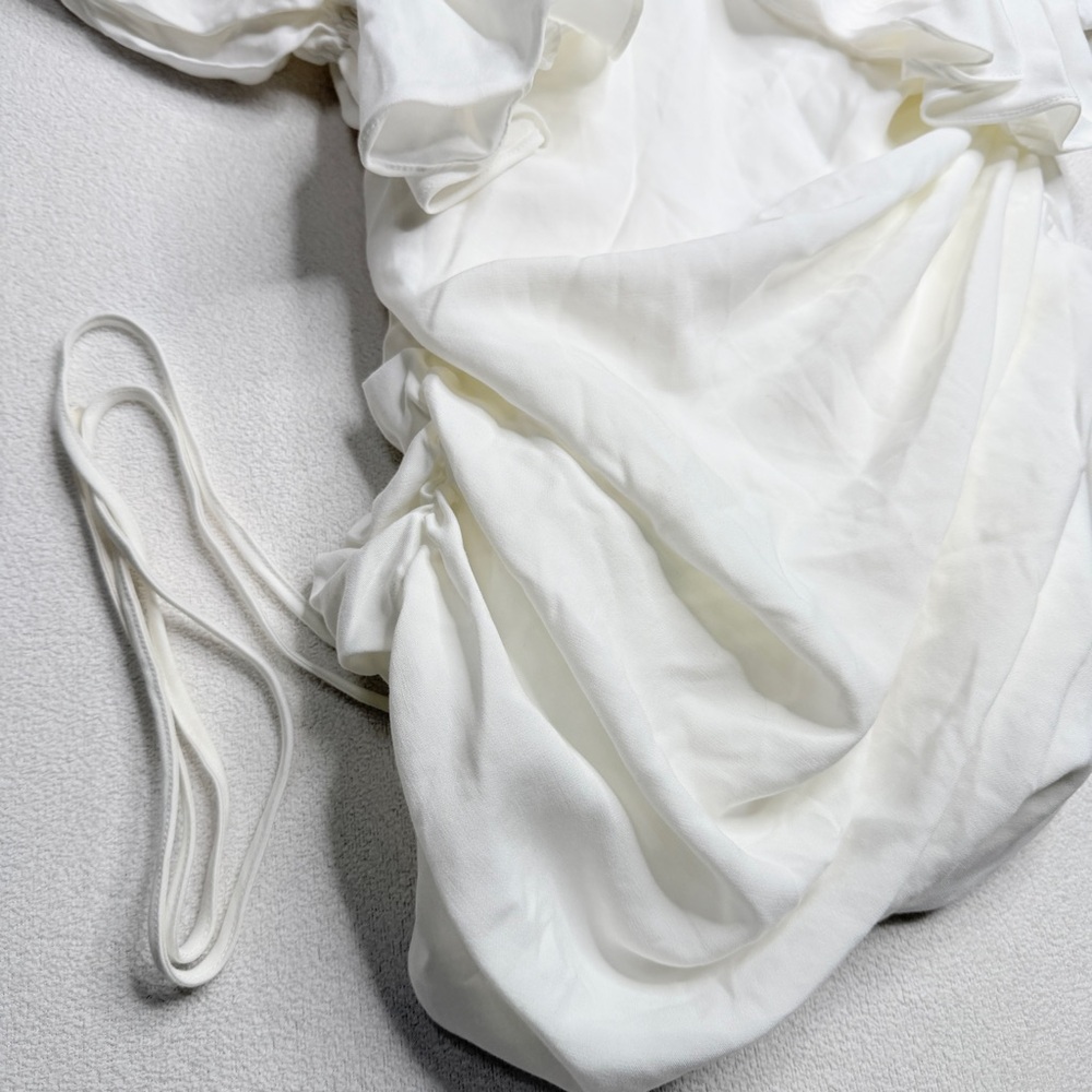 ✨NWT•Mistress Rocks | ‘ITS A WRAP’ White Draped Shirt Dress - Picture 8 of 14